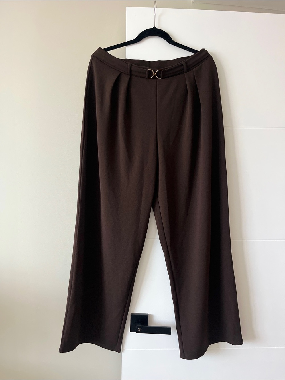 NWT H&M Wide-Leg Stretch pull on Pants in Dark Brown Size Large